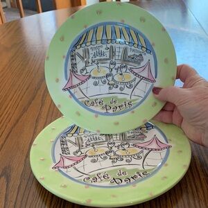 Cafe de Paris Luncheon Plate and Bowl in Lime Green